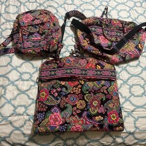 Vera Bradley Floral Backpack Set - Black, Pink, Green